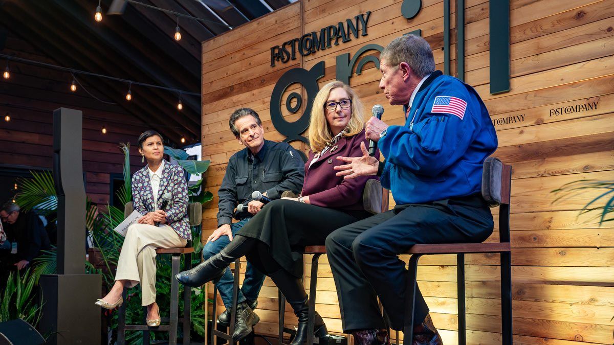 Four panelist speaking at the Fast Company Grill